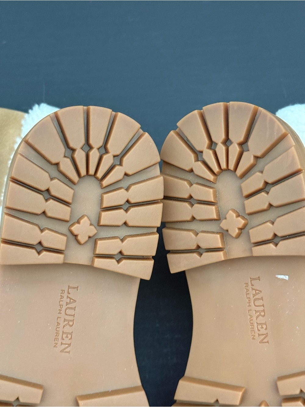 Ralph Lauren Tan Suede Logo Shearling-Trim Boots Size 10 - Picture 10 of 16